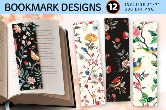 Floral Birds Embroidery PNG Bookmark Design Review