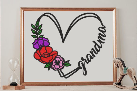 Grandma Sign and Floral Doodle Heart