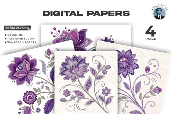 Purple Crystal Floral Embroidery Pattern Review